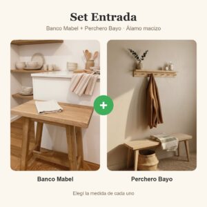 Set Entrada: Banco Mabel + Perchero Bayo de álamo macizo – El Choike